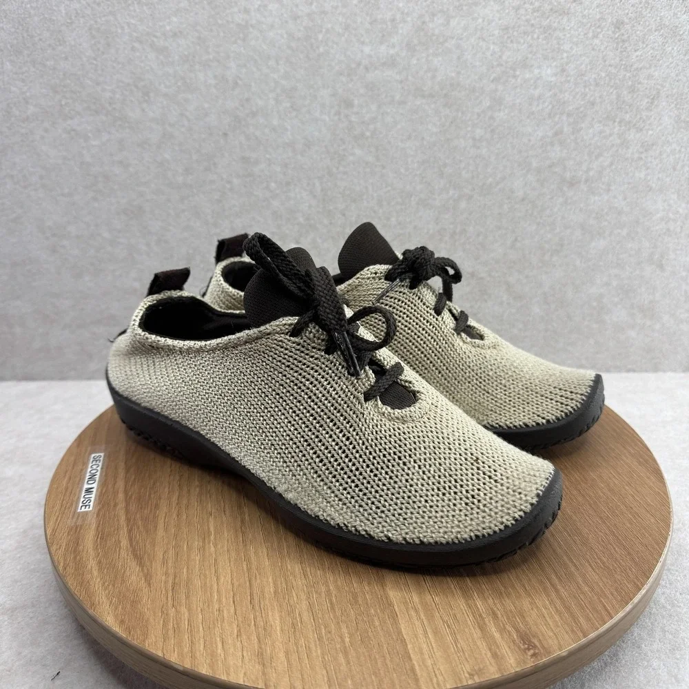 Arcopedico Shoes Womens Size 6.5 37 Beige Knit‎ Comfort Walking Sneakers Casual